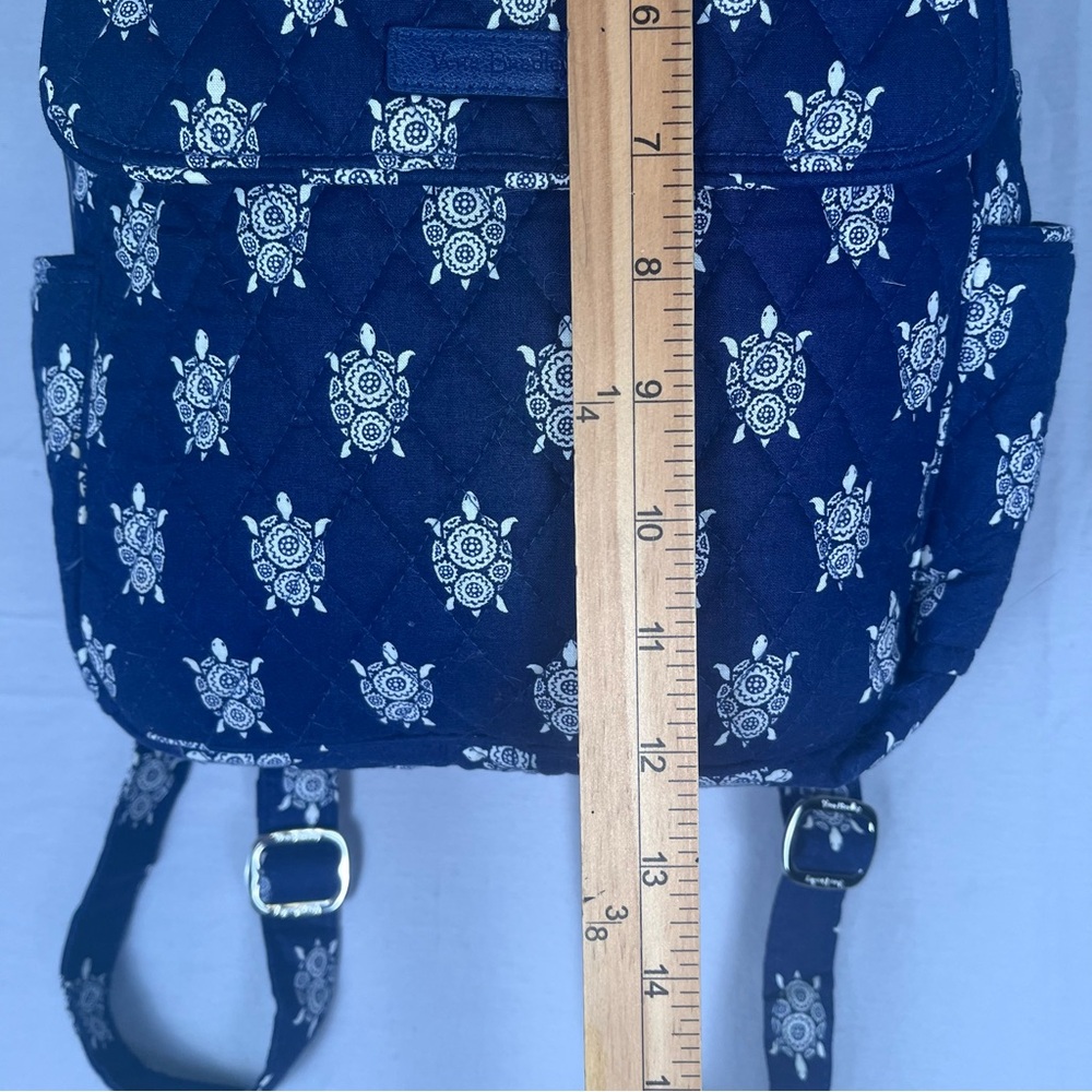 Vera Bradley Sea Turtle Medium Backpack Blue White Quilted 12x9 Nautical Preppy - Picture 8 of 12